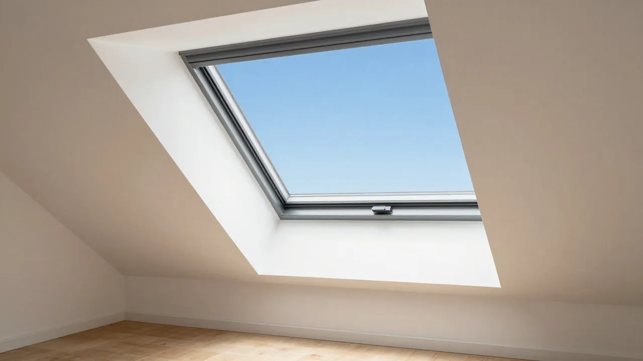 Fenêtre de toit neuve dans une chambre sous combles
